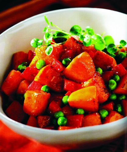 A new way to enjoy butternut squash with peas and peppers